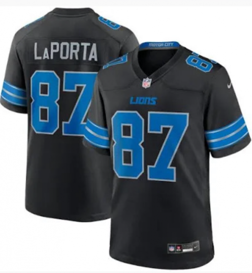 Men's Detroit Lions #87 Sam Laporta Limited Black 2024 Vapor Stitched Jersey