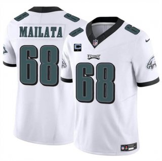 Men's Philadelphia Eagles #68 Jordan Mailata White F.U.S.E. With 1-Star C Patch Vapor Untouchable Limited Football Stitched Jersey