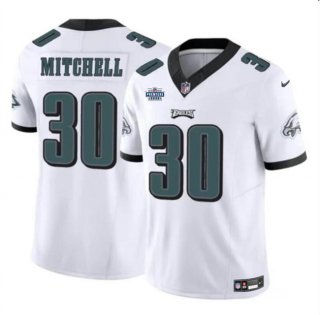 Men's Philadelphia Eagles #30 Quinyon Mitchell White 2024 With Dradt Patch F.U.S.E Vapor Untouchable Limited Stitched Football Jersey