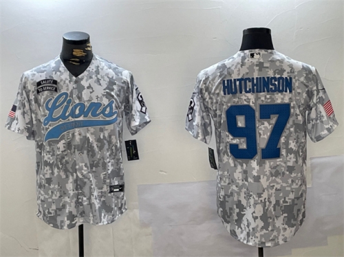 Men's Detroit Lions #97 Aidan Hutchinson 2024 Arctic Camo Salute To Service Stitched Baseball Jersey