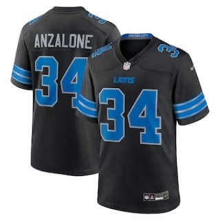 Men's Detroit Lions #34 Alex Anzalone Black 2nd Alternate Game Nike Jersey