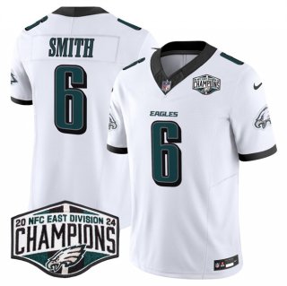 Men's Philadelphia Eagles #6 DeVonta Smith White 2024 New NFC East Champions F.U.S.E. Vapor Untouchable Limited Stitched Football Jersey