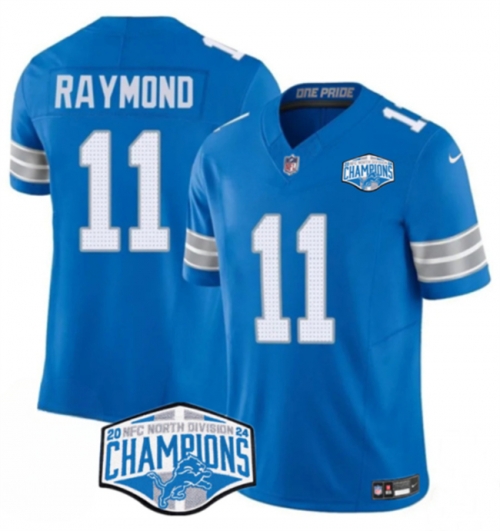 Men's Detroit Lions #11 Kalif Raymond Blue 2024 NFC North Champions F.U.S.E. Vapor Limited Stitched Jersey