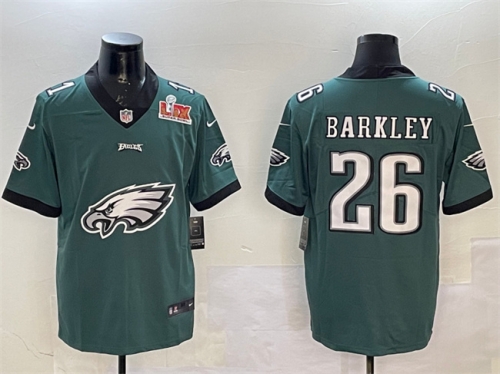 Men's Philadelphia Eagles #26 Saquon Barkley Green 2025 Super Bowl LIX Patch Team Big Logo Vapor Untouchable Limited Stitched Football Jersey