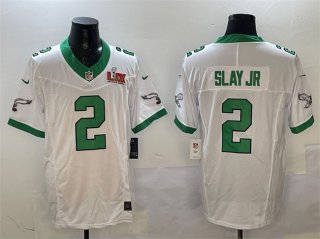 Men's Philadelphia Eagles #2 Darius Slay Jr. White 2025 Super Bowl LIX Patch F.U.S.E. Vapor Untouchable Limited Stitched Football Jersey