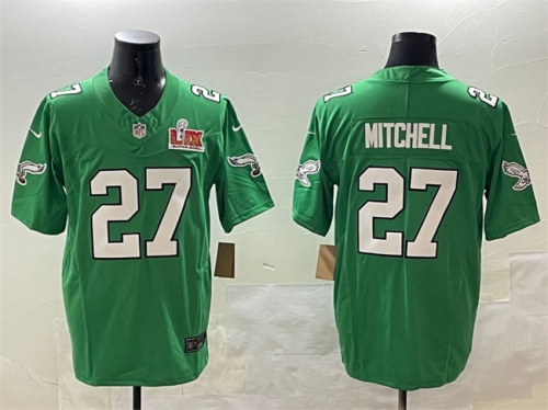 Men's Philadelphia Eagles #27 Quinyon Mitchell Green 2025 Super Bowl LIX Patch F.U.S.E. Throwback Vapor Untouchable Limited Stitched Football Jersey