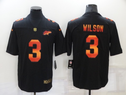 Men's Denver Denver Broncos #3 Russell Wilson Black Nike Red Orange Stripe Vapor Limited NFL Jersey