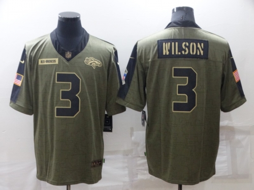 Men's Denver Broncos #3 Russell Wilson Olive 2021 Salute To Service Limited Stitched Jersey