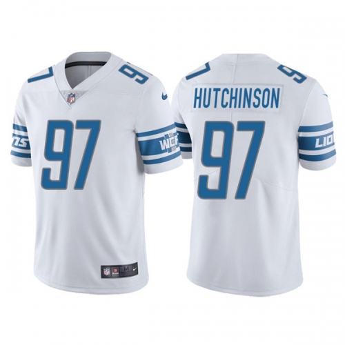 Men's Detroit Lions #97 Aidan Hutchinson White Vapor Untouchable Limited Stitched Jersey