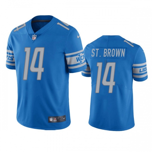 Men's Detroit Lions #14 mon-Ra St. Brown Blue Vapor Untouchable Limited Stitched Jersey