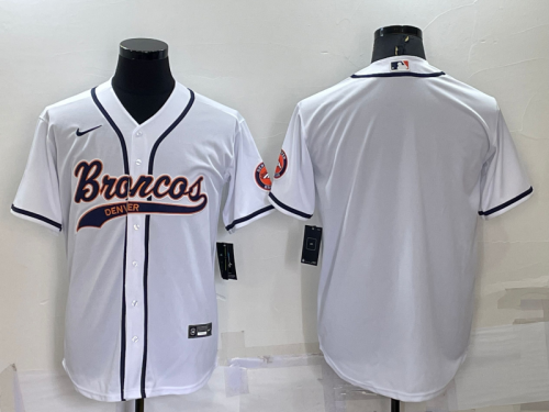 Men's Denver Broncos Blank White Stitched Cool Base Nike Baseball Jersey