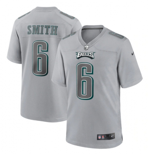 Men's Philadelphia Eagles #6 DeVonta Smith Gray Atmosphere Fashion Stitched Game Jersey