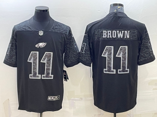 Men's Philadelphia Eagles #11 AJ Brown Black Reflective Limited Stitched Football Jersey