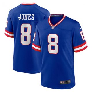 Men's New York Giants #8 Daniel Jones Royal Stitched Game Jersey