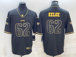 Men's Philadelphia Eagles #62 Jason Kelce Black Golden Edition Stitched NFL Nike Limited Jersey