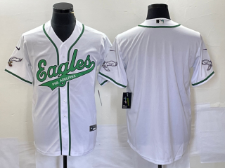 Men's Philadelphia Eagles Blank White Cool Base Stitched Baseball Jersey