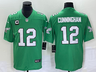 Men's Philadelphia Eagles #12 Randall Cunningham Green C Patch 2023 Vapor Limited Throwback Jersey