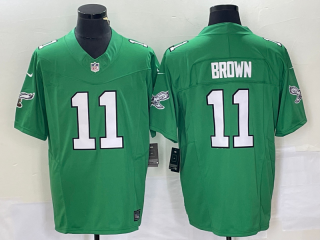 Men's Philadelphia Eagles #11 AJ Brown Green 2023 FUSE Vapor Limited Throwback Stitched Jersey