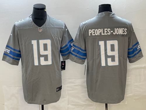 Men's Detroit Lions #19 Donovan Peoples Jones Grey 2023 FUSE Vapor Limited Stitched Jersey