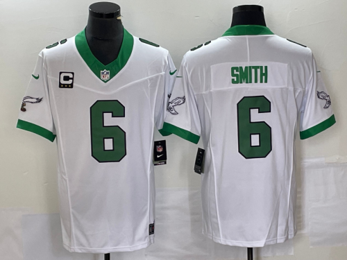 Men's Philadelphia Eagles #6 DeVonta Smith White 2023 F.U.S.E. With C Patch Vapor Untouchable Stitched Football Jersey