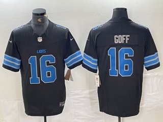 Men's Detroit Lions #16 Jared Goff Black 2024 F.U.S.E. 2nd Alternate Vapor Limited Football Stitched Jersey