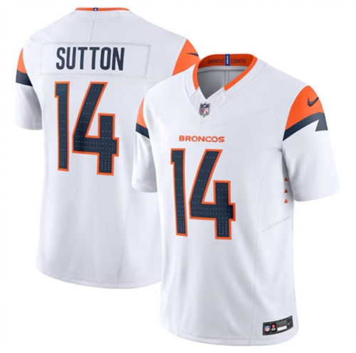 Men's Denver Broncos #14 Courtland Sutton White 2024 F.U.S.E. Vapor Limited Football Stitched Jersey