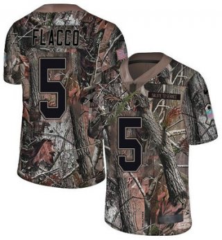 Men's Denver Broncos #5 Joe Flacco Camo Stitched Football Limited Rush Realtree Jersey