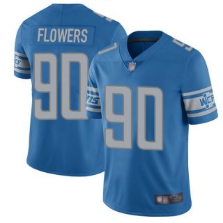 Nike Detroit Lions 90 Trey Flowers Blue Vapor Untouchable Limited Jersey