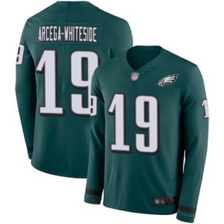 Eagles #19 JJ Arcega-Whiteside Midnight Green Team Color Men's Stitched Football Limited Therma Long Sleeve Jersey