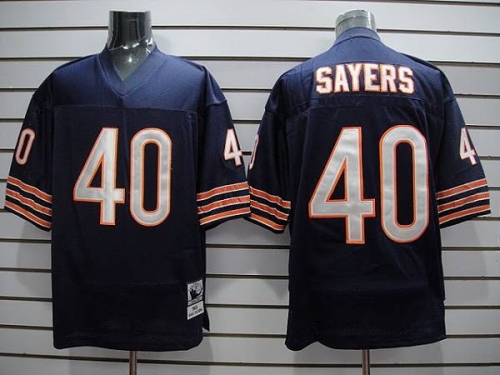 Mitchell & Ness Bears #40 Gale Sayers Blue With Small Number Stitched Throwback Football Jersey