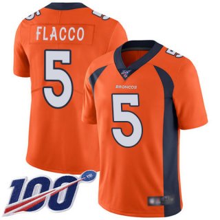 Broncos #5 Joe Flacco Orange Team Color Men's Stitched Football 100th Season Vapor Limited Jersey