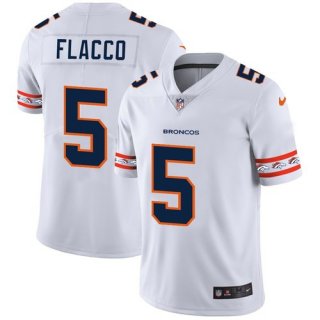 Denver Broncos #5 Joe Flacco Nike White Team Logo Vapor Limited NFL Jersey