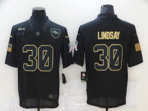 Men's Denver Broncos #30 Phillip Lindsay Black 2020 Salute To Service Stitched NFL Nike Limited Jersey