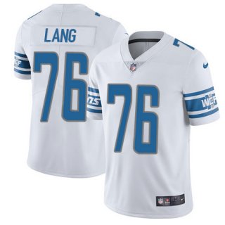 Nike Men's Detroit Lions #76 T.J. Lang Vapor Untouchable Limited White Road Jersey