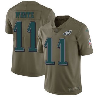 Nike Philadelphia Eagles #11 Carson Wentz Olive Men's Stitched NFL Limited 2017 Salute To Service Jersey