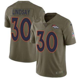 Nike Denver Broncos #30 Phillip Lindsay Olive Men's Stitched NFL Limited 2017 Salute To Service Jersey