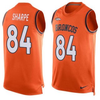 Men's Denver Broncos #84 Shannon Sharpe Orange Hot Pressing Player Name & Number Nike NFL Tank Top Jersey