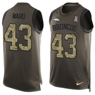 Men's Denver Broncos #43 T.J. Ward Olive Green Salute To Service Hot Pressing Player Name & Number Nike NFL Tank Top Jersey