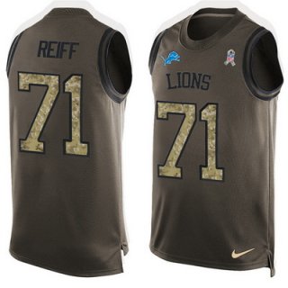 Men's Detroit Lions #71 Riley Reiff Green Salute to Service Hot Pressing Player Name & Number Nike NFL Tank Top Jersey