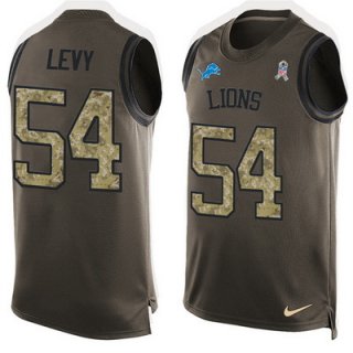 Men's Detroit Lions #54 DeAndre Levy Green Salute to Service Hot Pressing Player Name & Number Nike NFL Tank Top Jersey