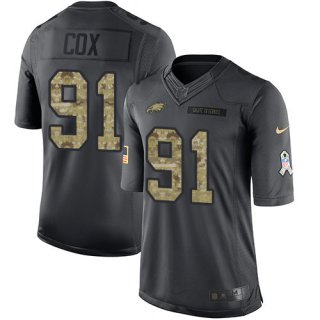 Men's Philadelphia Eagles #91 Fletcher Cox Black Anthracite 2016 Salute To Service Stitched NFL Nike Limited Jersey