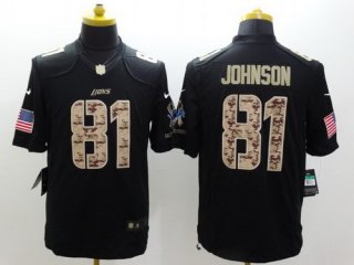 Nike Detroit Lions #81 Calvin Johnson Salute to Service Black Limited Jersey