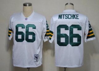 Green Bay Packers #66 Ray Nitschke White Short-Sleeved Throwback Jersey