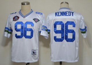 Seattle Seahawks #96 Cortez Kennedy Hall of Fame White Throwback Jersey