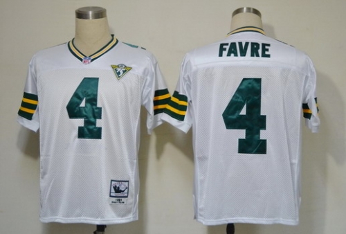 Green Bay Packers #4 Brett Favre White 75TH Throwback Jersey