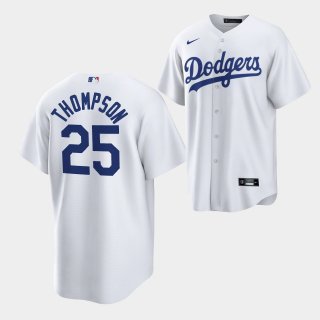 Men's Los Angeles Dodgers #25 Trayce Thompson White Cool Base Stitched Baseball Jersey