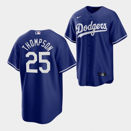 Men's Los Angeles Dodgers #25 Trayce Thompson Blue Cool Base Stitched Baseball Jersey