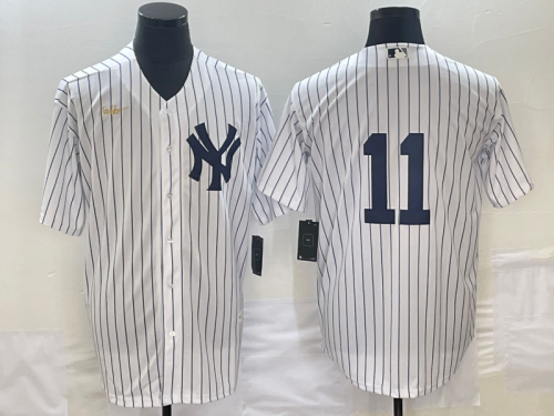 Men's New York Yankees #11 Anthony Volpe White No Name Throwback Stitched MLB Cool Base Nike Jersey