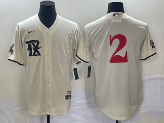 Men's Texas Rangers #2 Marcus Semien Cream 2023 City Connect Stitched Baseball Jersey