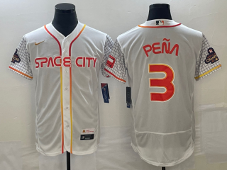 Men's Houston Astros #3 Jeremy Pena Number White 2023 City Connect Flex Base Stitched Jersey3